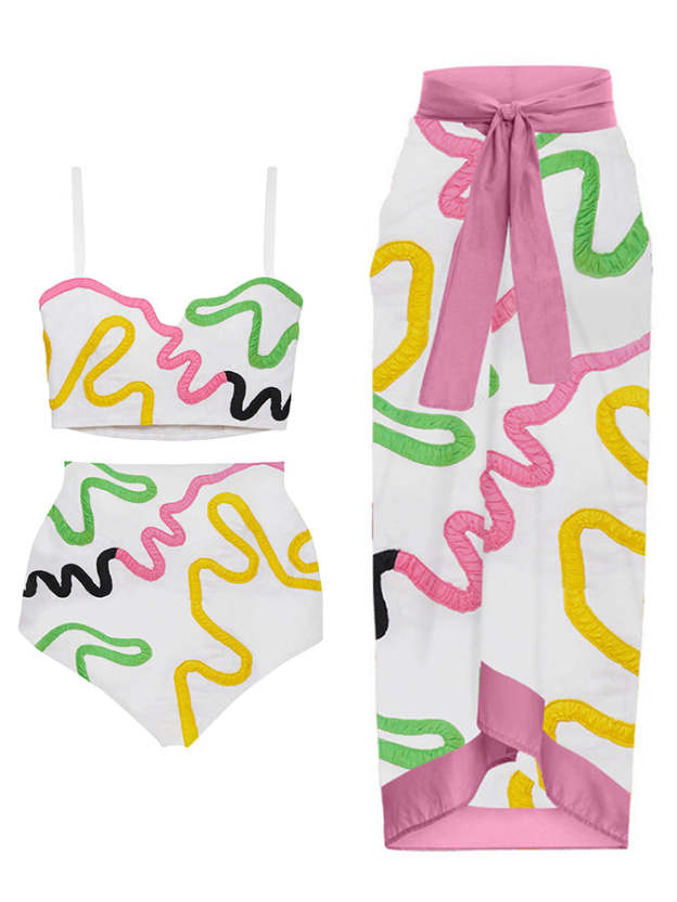 Fashion Colorblock Beach Bikini Set