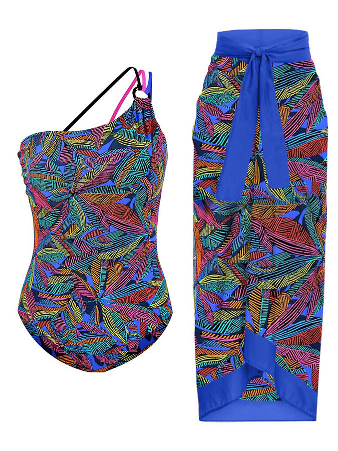 One-Shoulder Print Fashion One-Piece Swimsuit