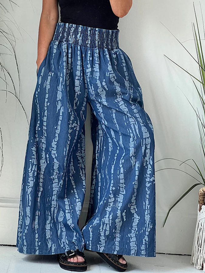 Loose Printed Wide-leg Casual Pants