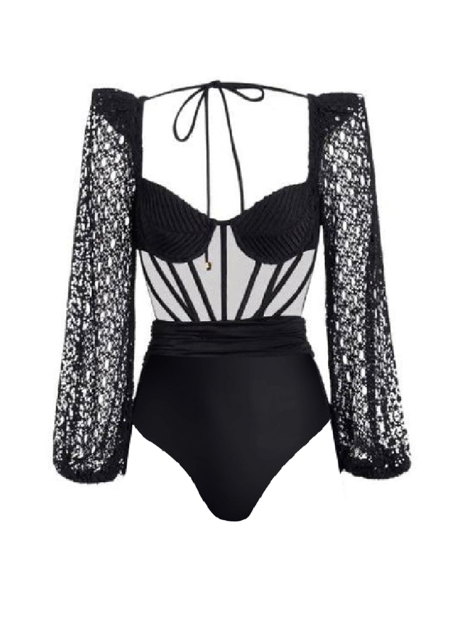 Natural Cutout Stretch-jersey And Crochet-knit Maxi swimsuit and skirt