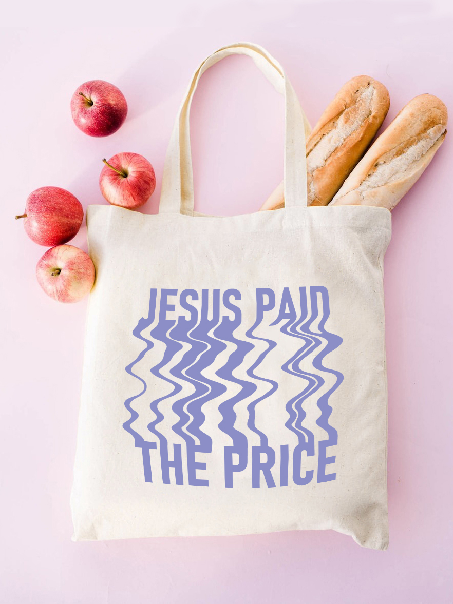 Jesus Paid The Price Canvas Tote Bag-LOVELLX