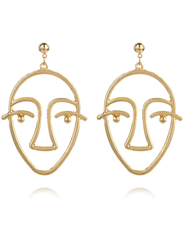 Fashion Creative Face Beaded Decorate Hollow Earrings