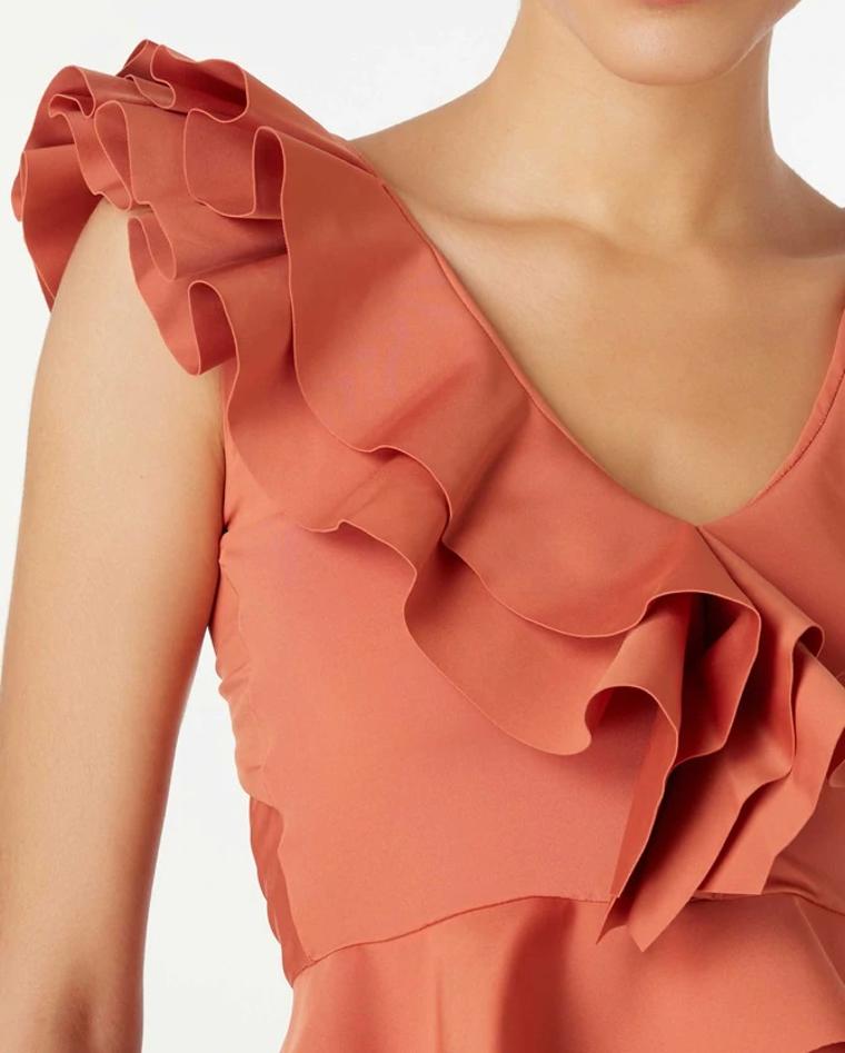 Ruffled Open-back Split Swimsuit