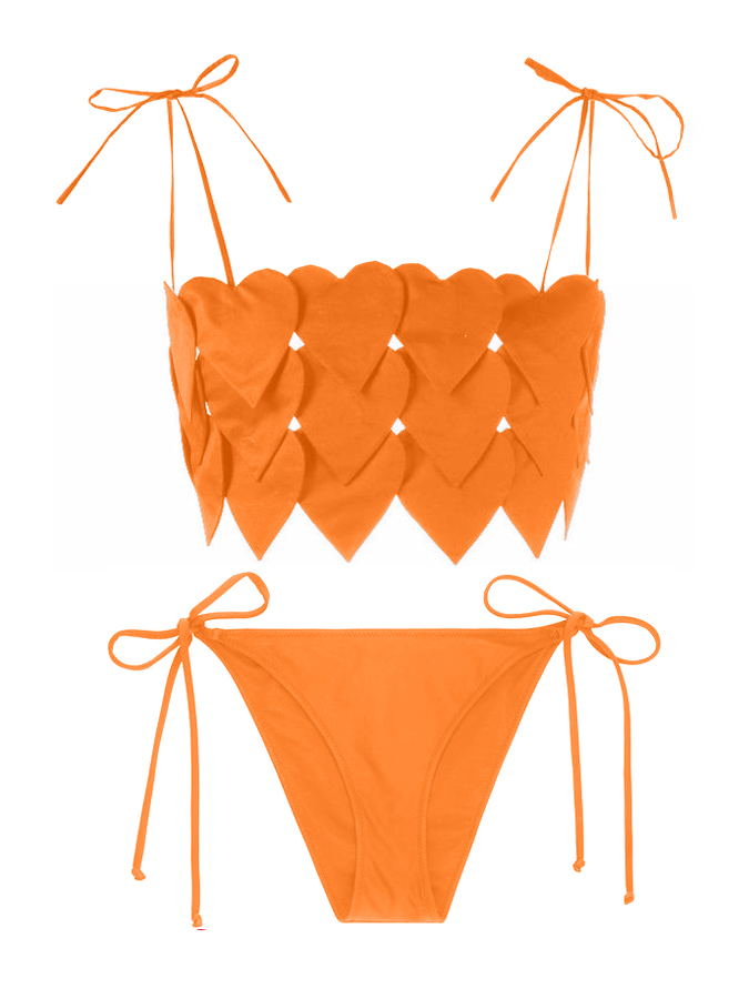 Fashion Solid Color Peach Heart Design Bikini Set