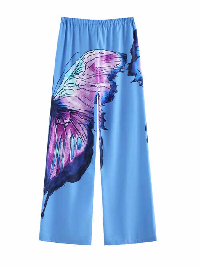 One-Shoulder Butterfly Print One-Piece Swimsuit and Cover-Up