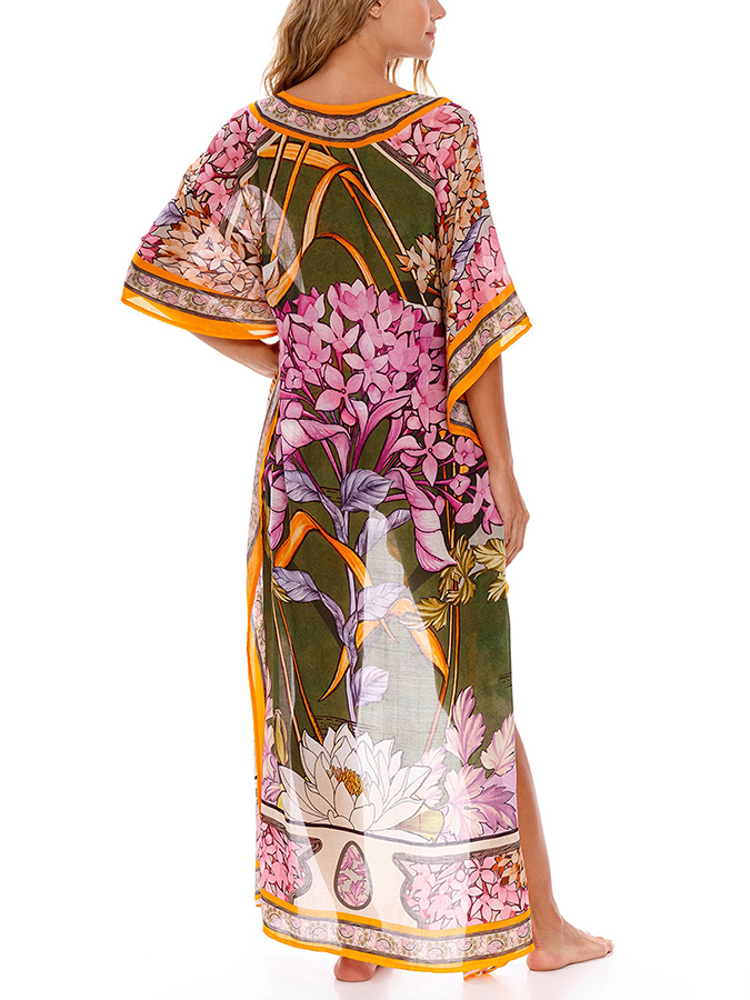 Colorblock Floral Print Beach Bikini and Cover-up