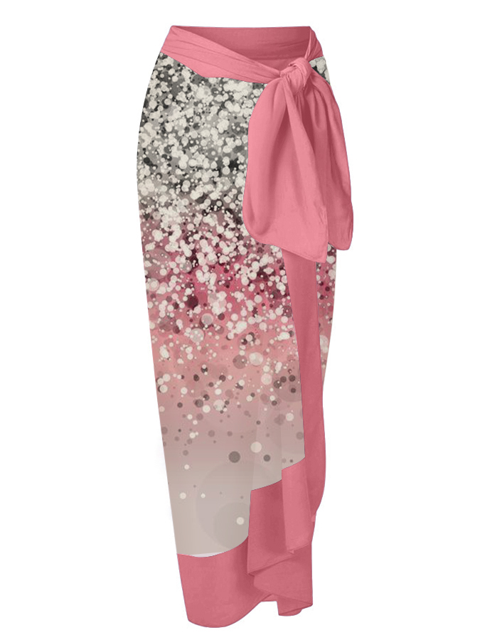 V-neck Gradient Print Swimsuit and Cover-up