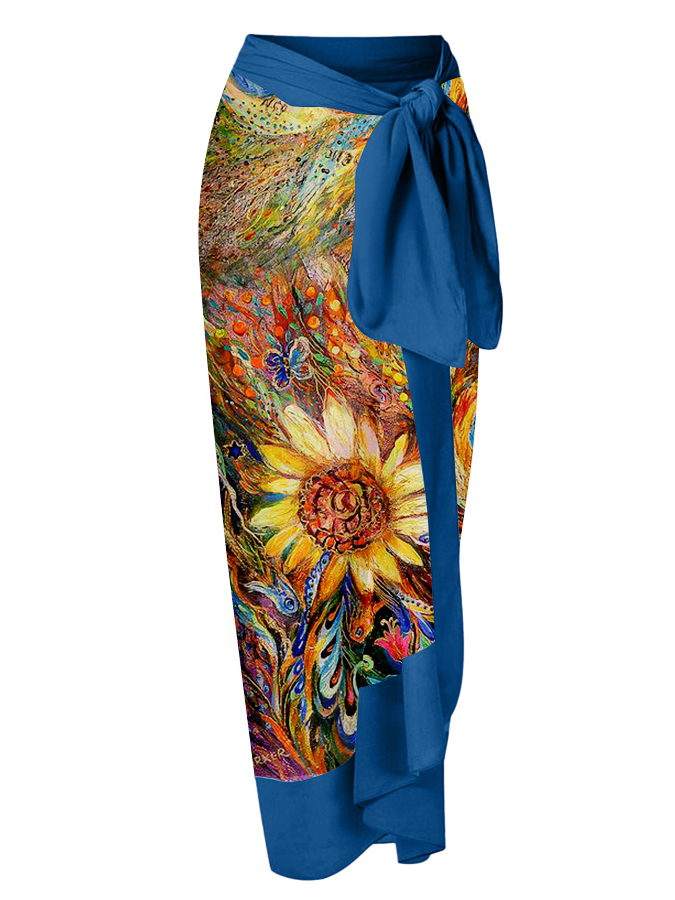 Vintage Abstract Print One Piece Swimsuit Set