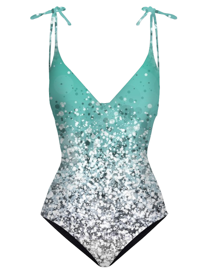 V-neck Gradient Print Swimsuit and Cover-up