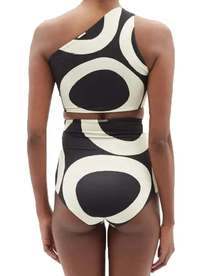One Shoulder Print Split Swimsuit
