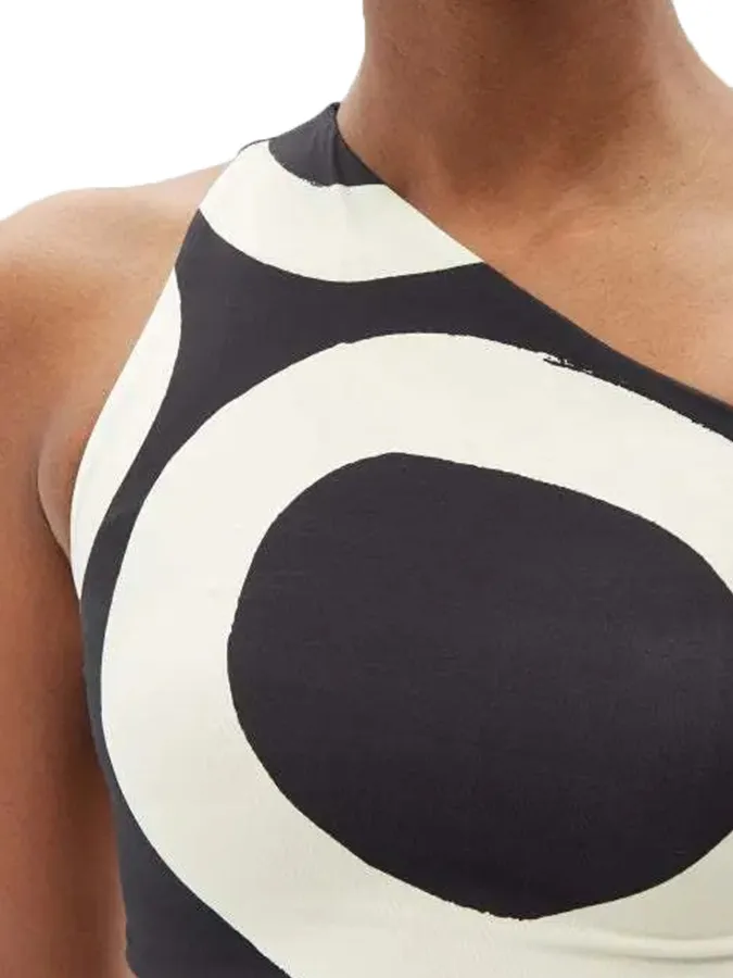 One Shoulder Print Split Swimsuit