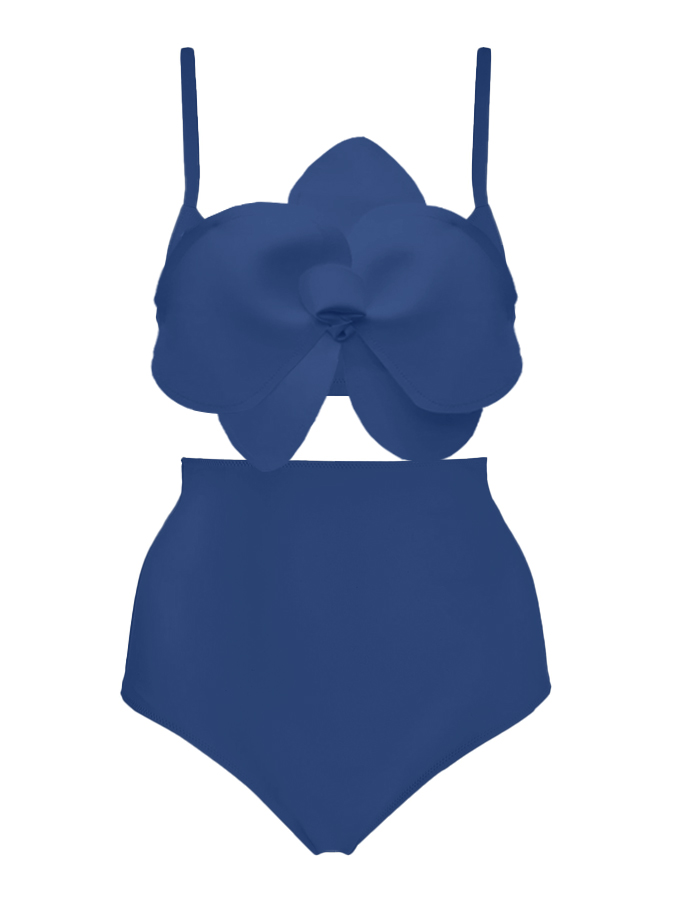 Solid Color Petal Fashion Bikini Swimsuit
