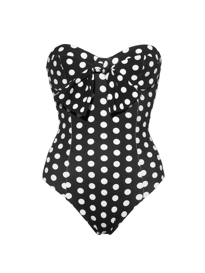 Polka-dot print one piece swimsuits and kimonos