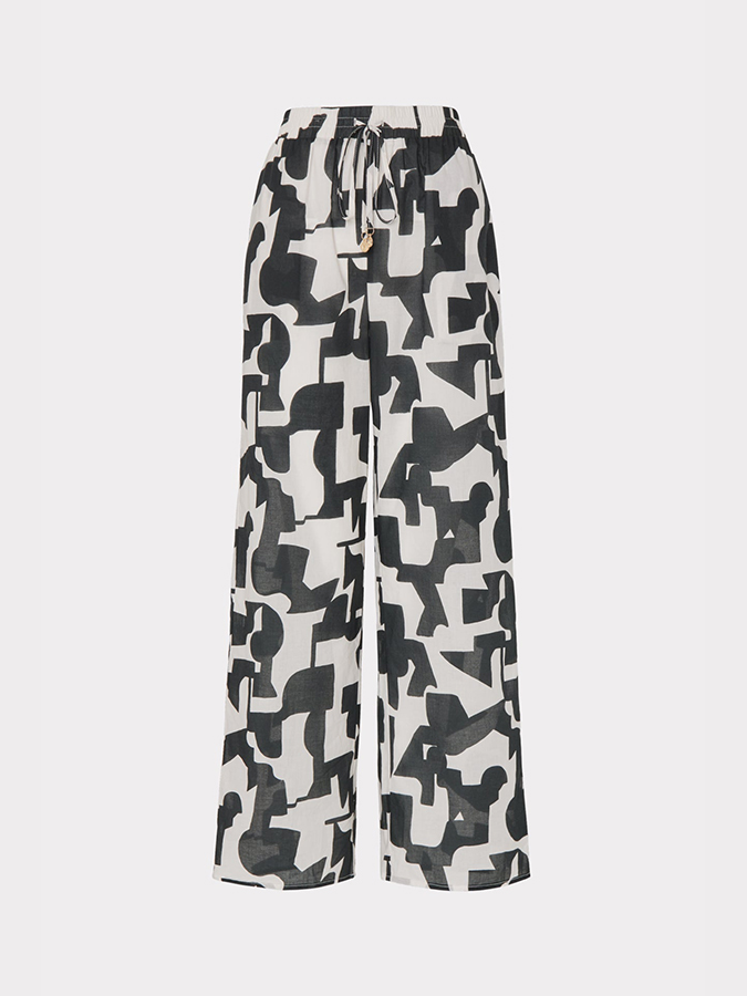 Black Irregular Print Lace-Up One-Piece Swimsuit