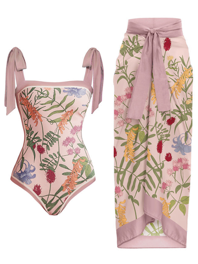 Reversible Tie-Shoulder One Piece Swimsuit