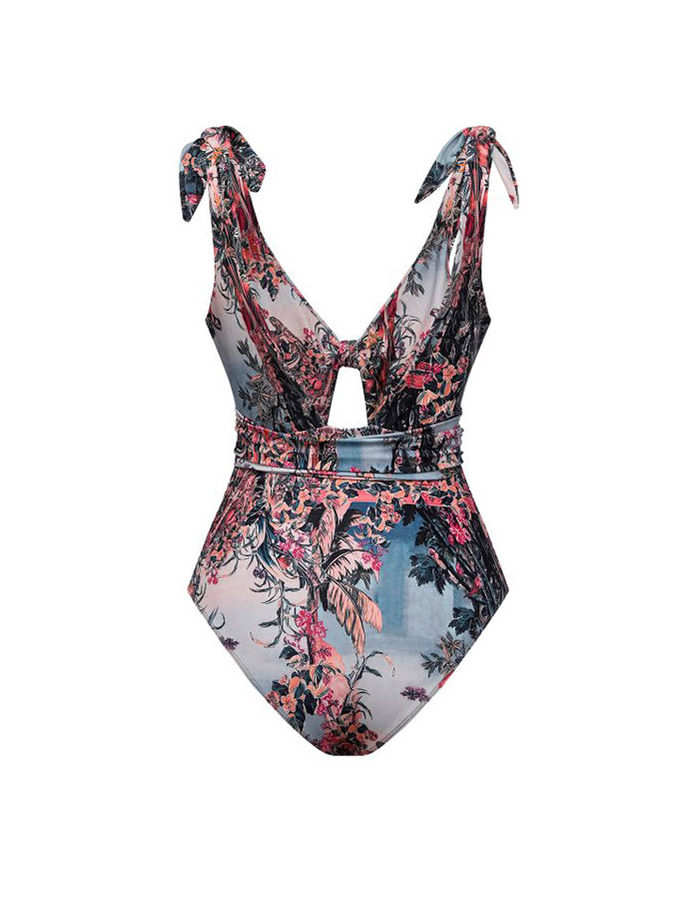 Fashion Printed Tie One Piece Swimsuits