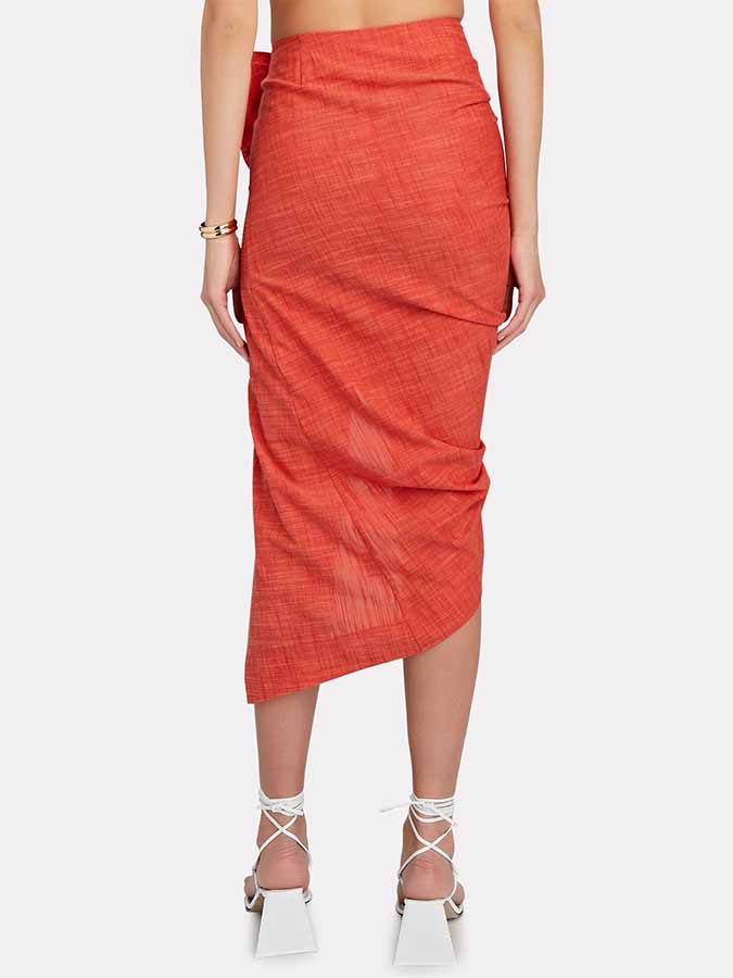 Solid One-Shoulder Swimsuit and Beach Skirt