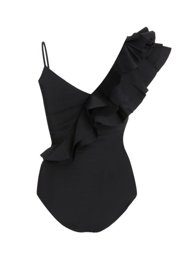 Ruffled Solid Color One-Piece Swimsuit