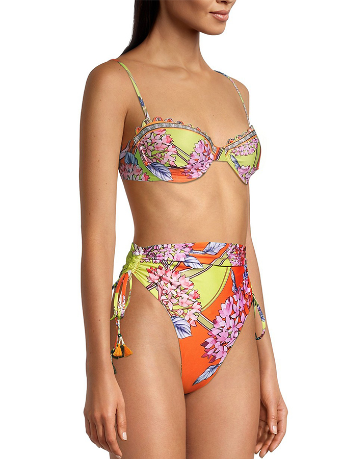 Colorblock Floral Print Beach Bikini and Cover-up