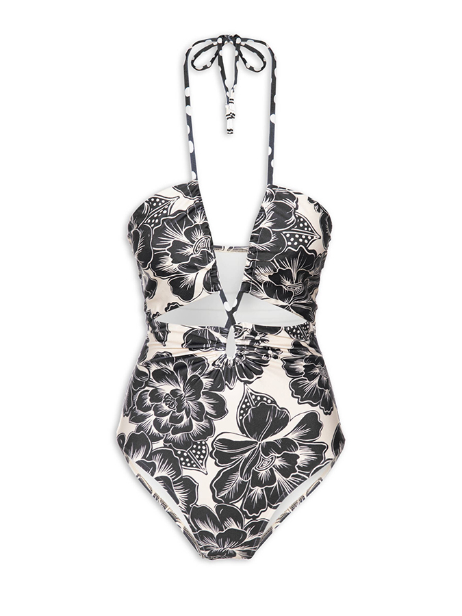 Floral Print One Piece Swimsuit and Cover Up