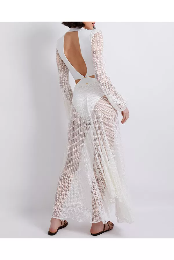 Sexy Solid Lace Panel Beach One Piece Swimsuit