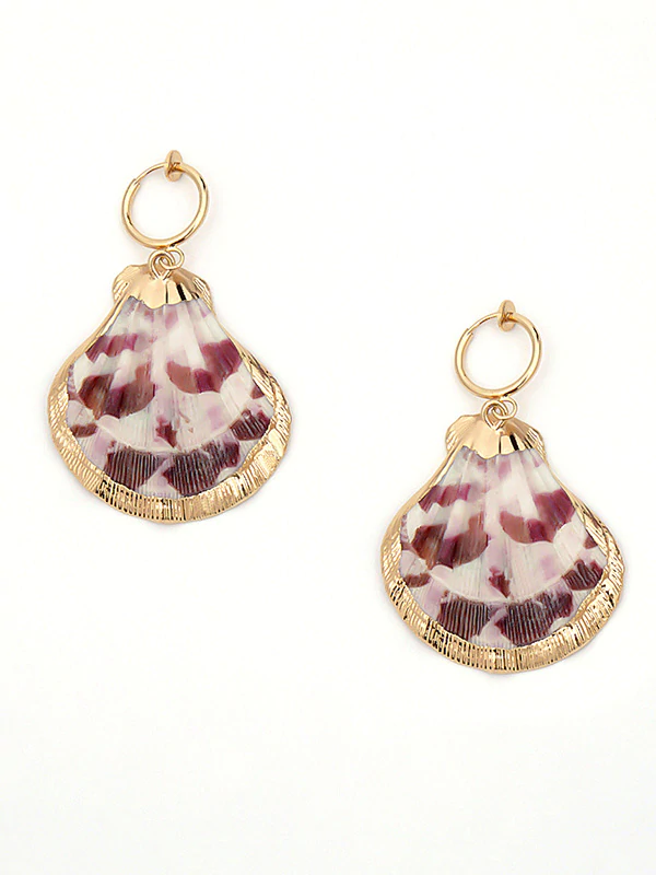 Creative Geometric Scallop Shell Pendant Earrings