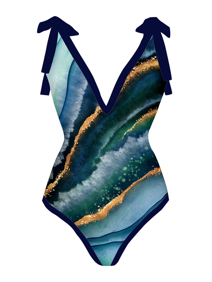 Art Print One Piece Swimsuits and Skirts
