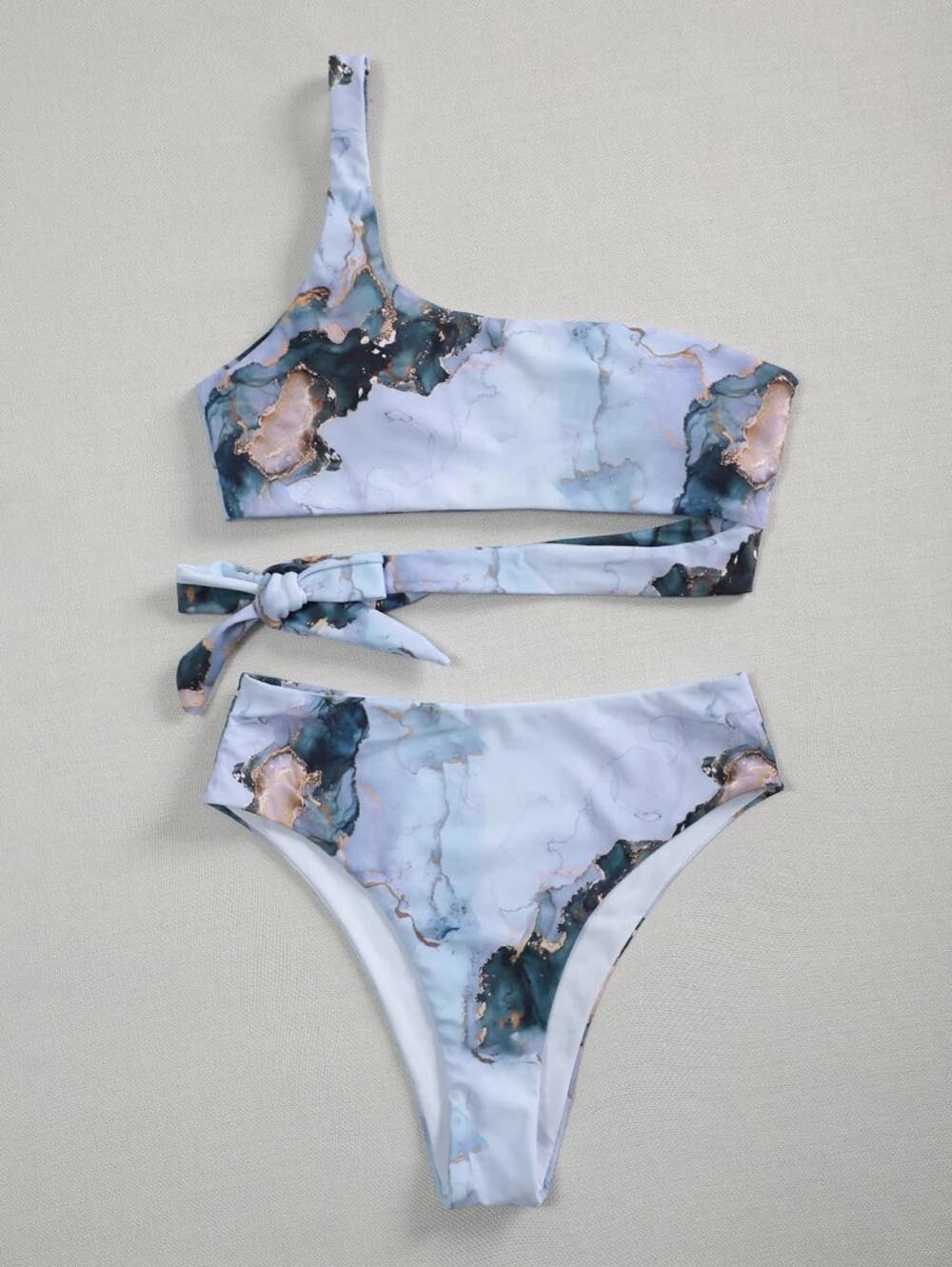 New Print Sport Bandeau Push up Bikinis Sexy Marble