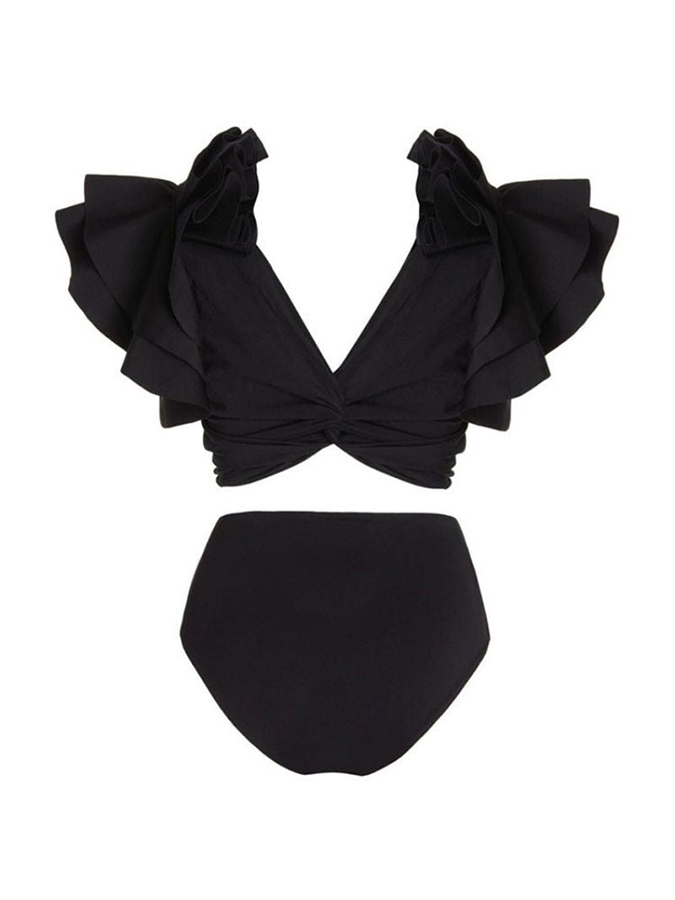 V Neck Ruffled Bikini Set