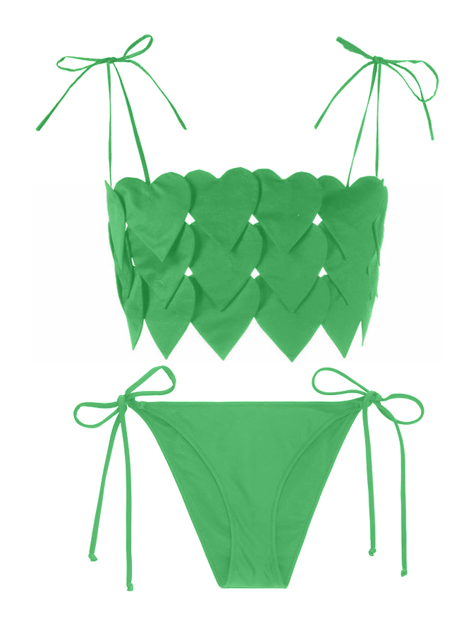 Fashion Solid Color Peach Heart Design Bikini Set