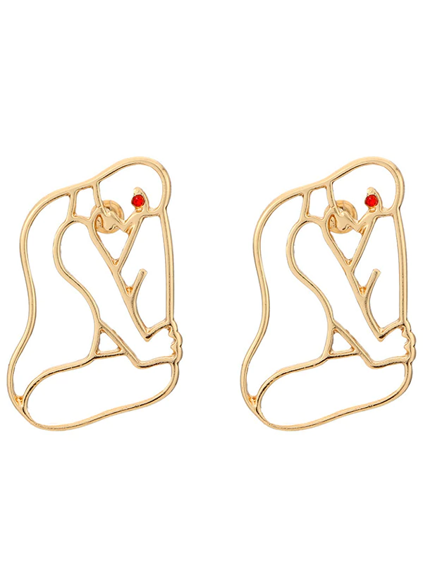 Fashion Creative Face Beaded Decorate Hollow Earrings