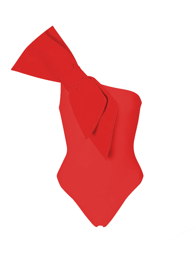 Bow-Tie Decor One Piece Swimsuit And Skirt