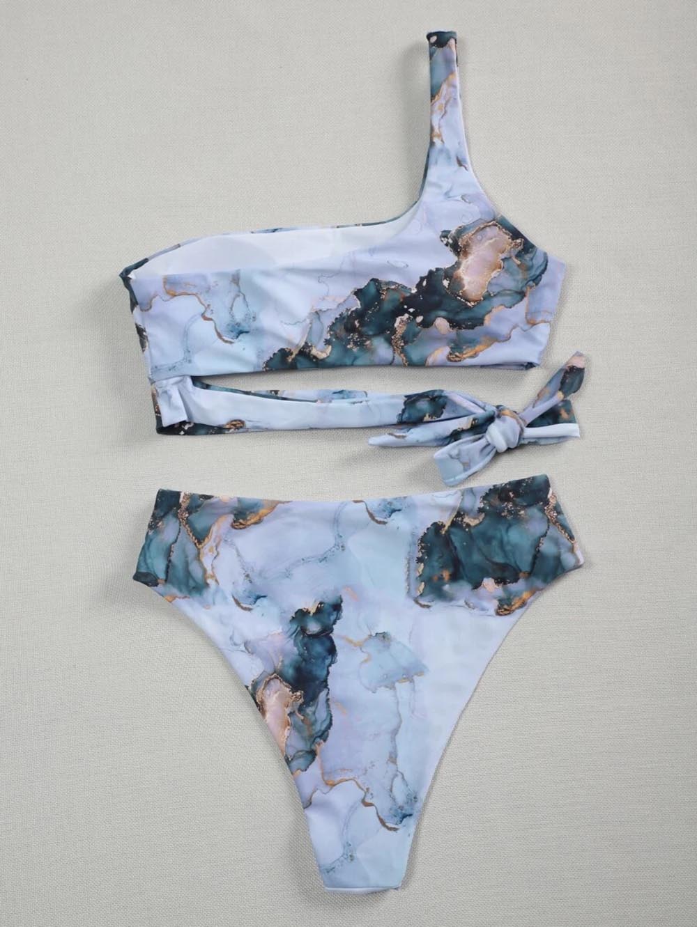 New Print Sport Bandeau Push up Bikinis Sexy Marble