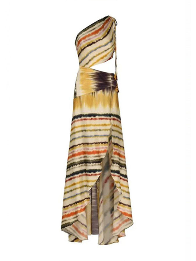 One Shoulder Print Fashion Beach Dress