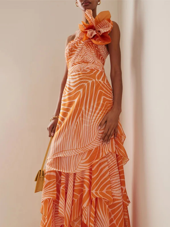 Botanical Print One Piece Swimsuits and Skirt