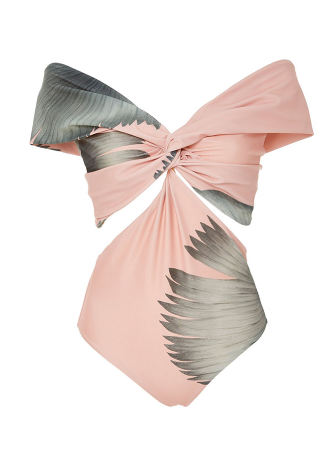 Fashion Floral Print One-Piece Swimsuit Set