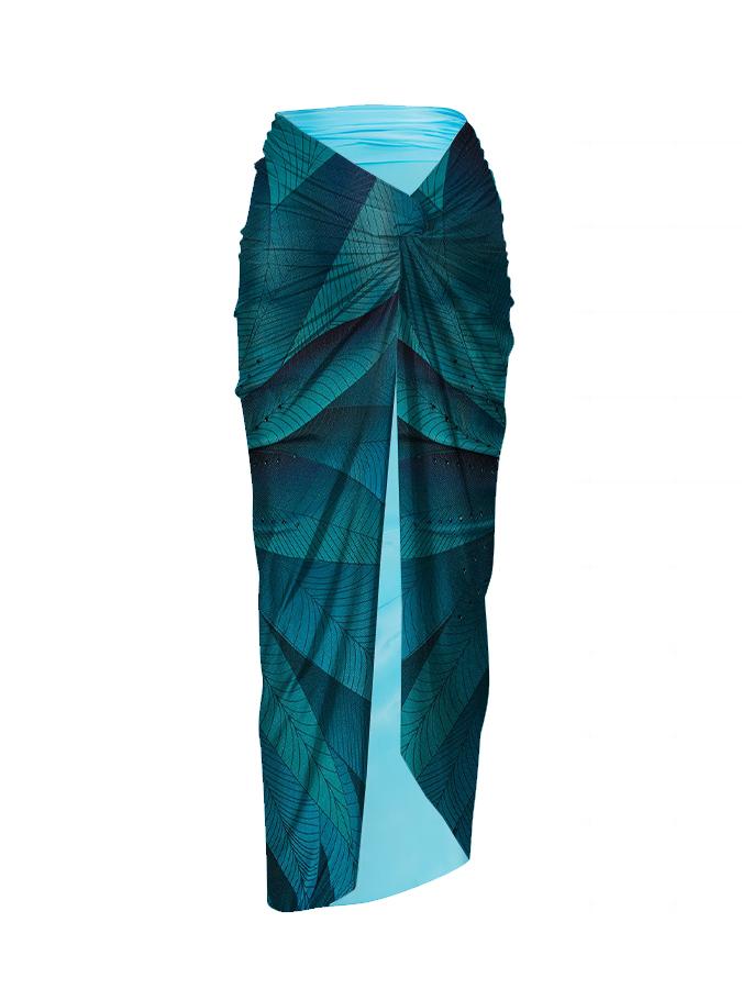 Color Feather Print One Piece Swimsuit