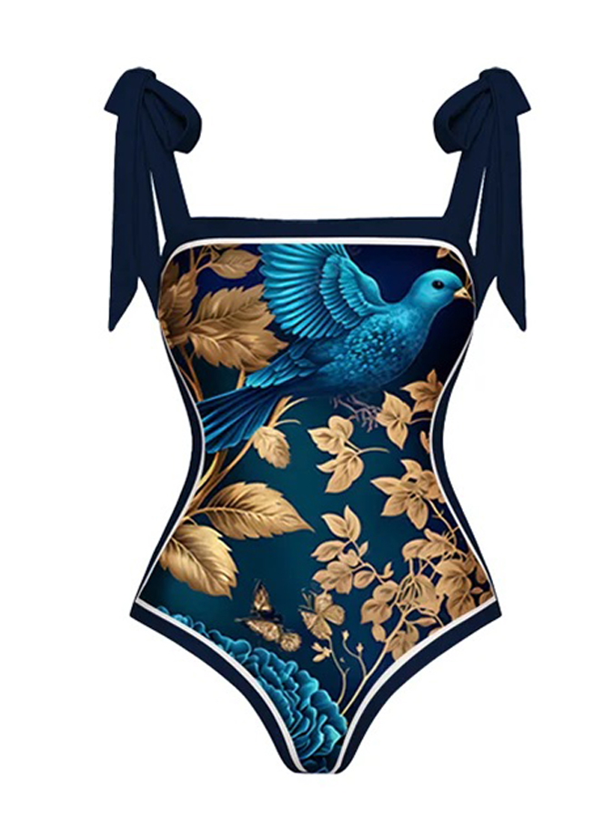 Animal Printed One Piece Swimsuit and Cover Up