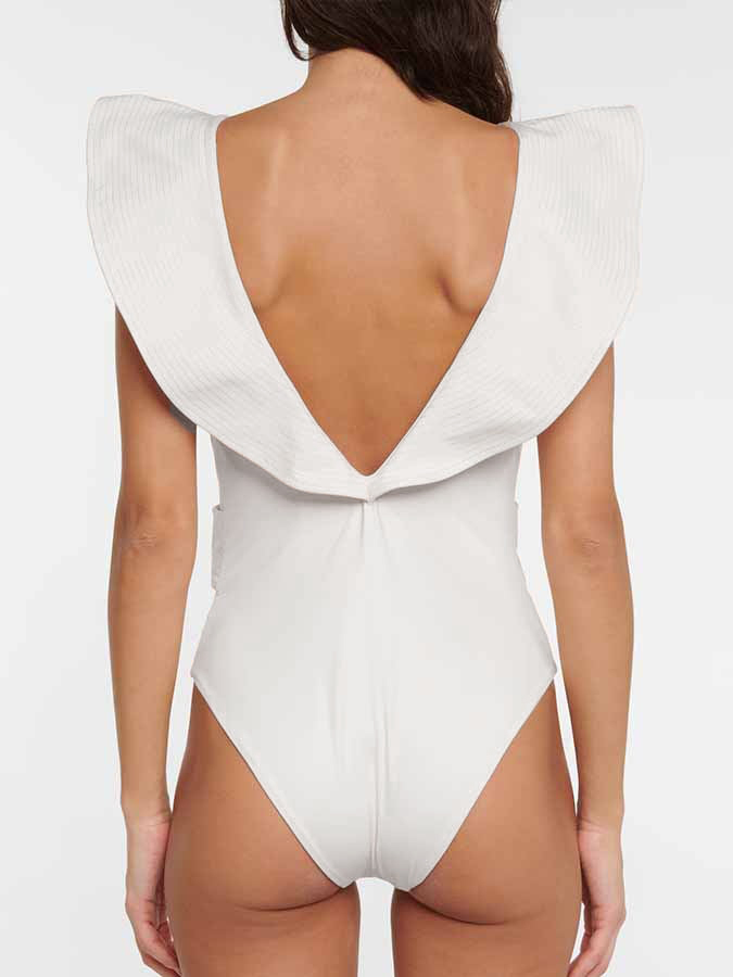 Solid Ruffle One-Piece Swimsuit