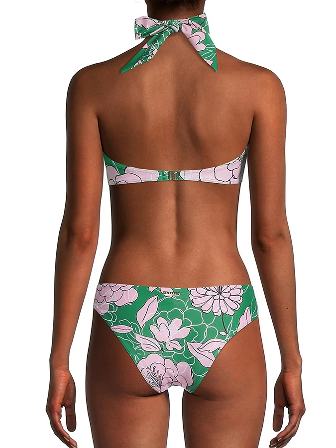 Fashion Colorblock Floral Print Beach Swimsuit Set