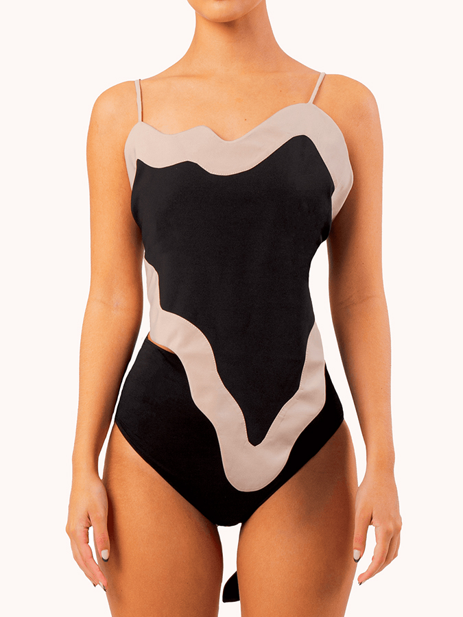 Irregular Patchwork Fashion One Piece Swimsuit