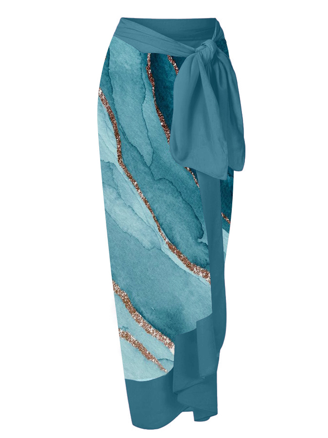 Vintage Fashion Colorblock Print One Piece Swimsuit and Cover-up