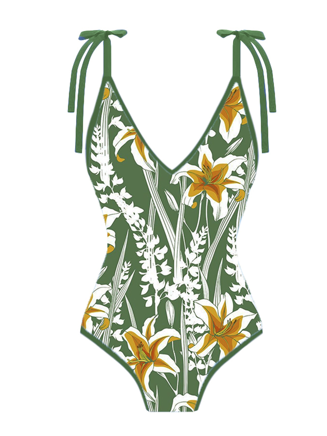 Floral Print One Piece Swimsuit and Cover Up
