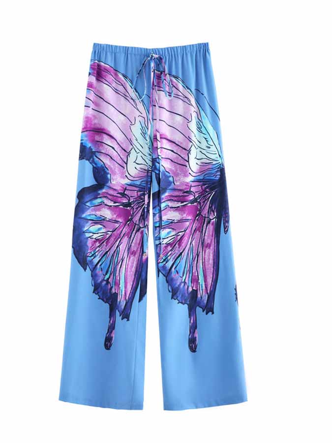 One-Shoulder Butterfly Print One-Piece Swimsuit and Cover-Up