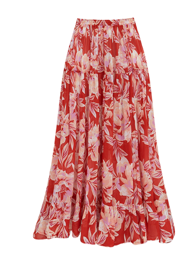 Off Shoulder Color Block One Piece Swimsuit and Skirt