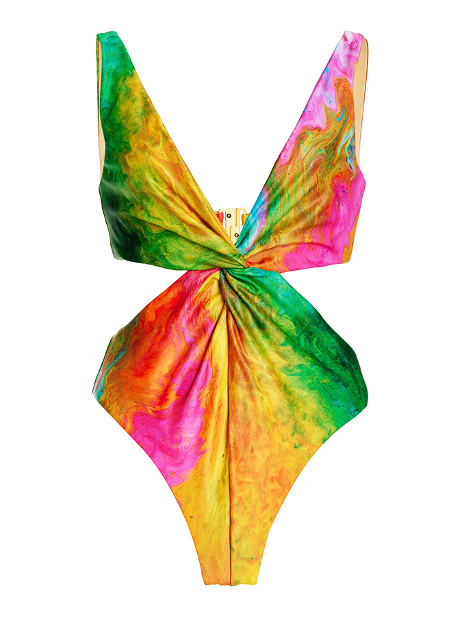 Smudged Printed One Piece Swimsuits and Cover Up