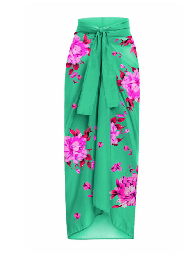 One Shoulder Floral Print Swimsuit Set