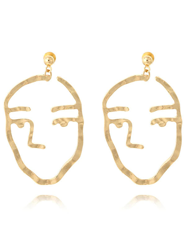 Fashion Creative Face Beaded Decorate Hollow Earrings