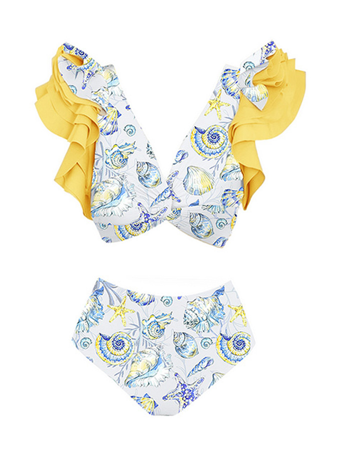 Ocean Shell Print Bikini and Cover Up