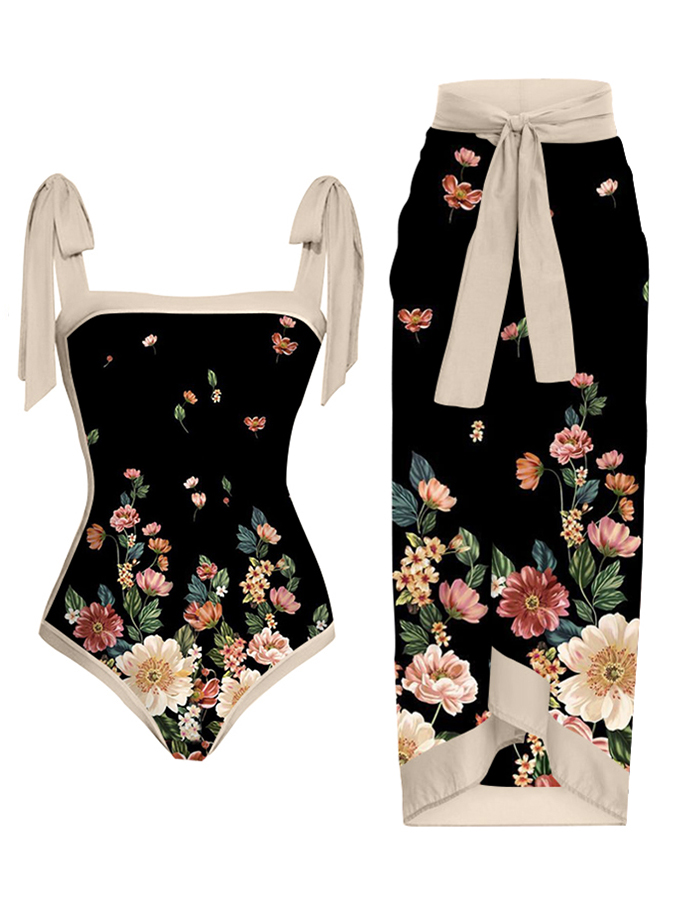 Fashion Floral Print One Piece Swimsuit